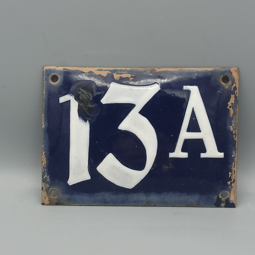 Antike emaille hausnummer 13a - hausnummer,