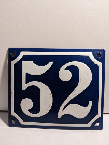 Antike emaille hausnummer - antike, 52