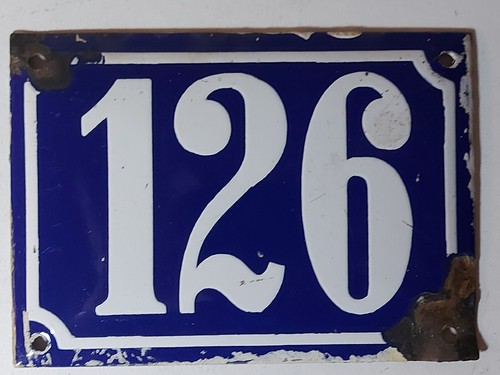 Alte emaille hausnummer - hausnummer, 126
